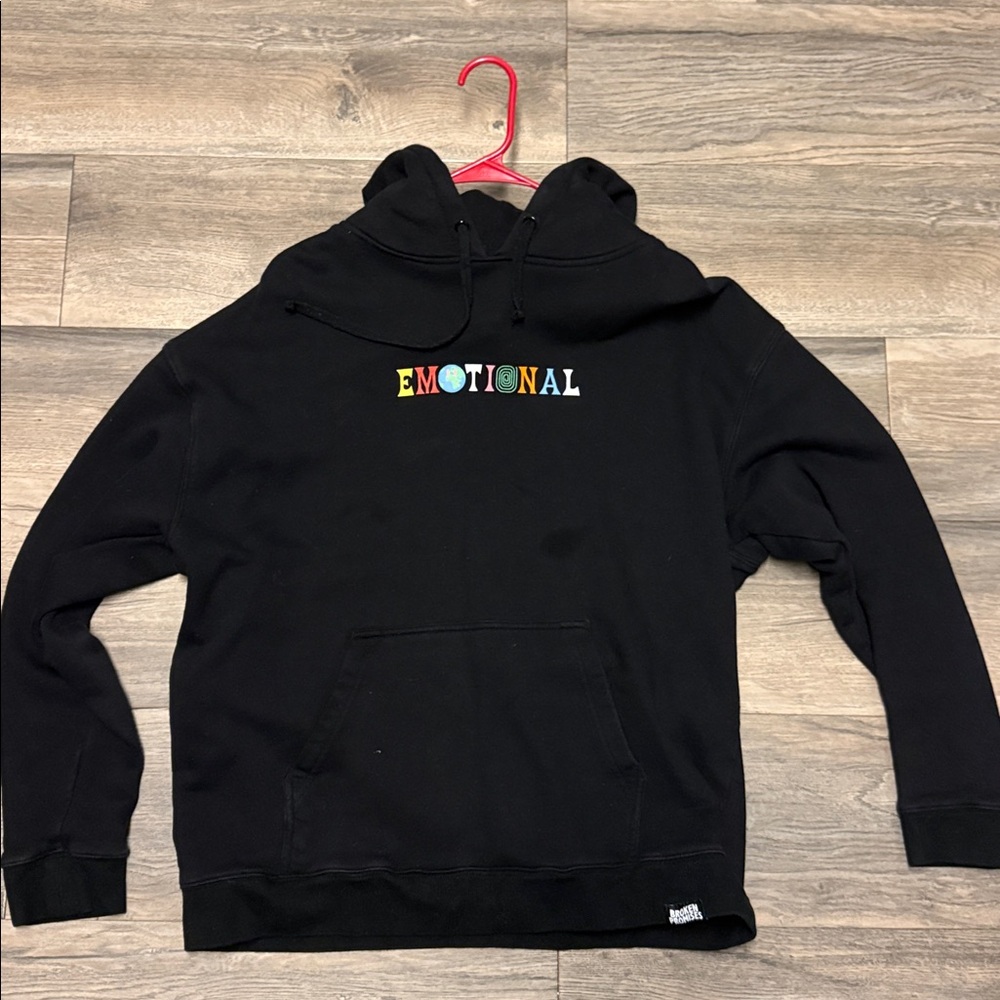 Black Hoodie with Colorful 'Emotional' Text